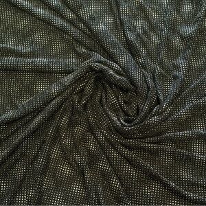 Elegant Sparkling Black With Shimmering Silver Accents Stretchy Sheer Fabric